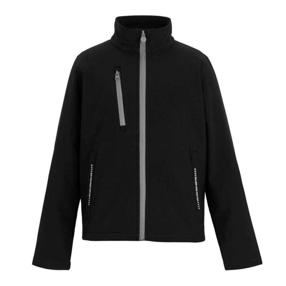 Regatta Childrens/Kids Contrast Zip Soft Shell Jacket / Black/Mineral Grey